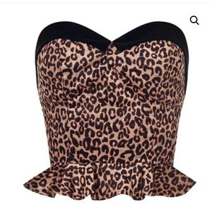 NWT Ursula Leopard Velvet Peplum Top, Collectif, XL, UK Size 16